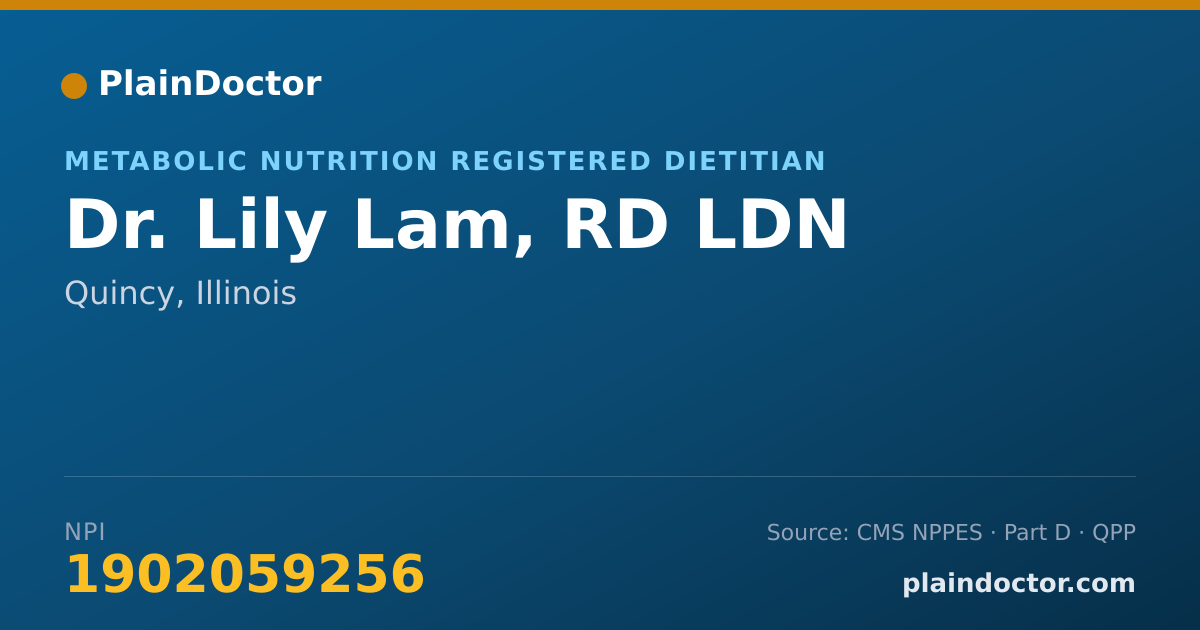 Shareable card for Lily Lam, RD LDN - Metabolic Nutrition Registered Dietitian, Quincy, IL