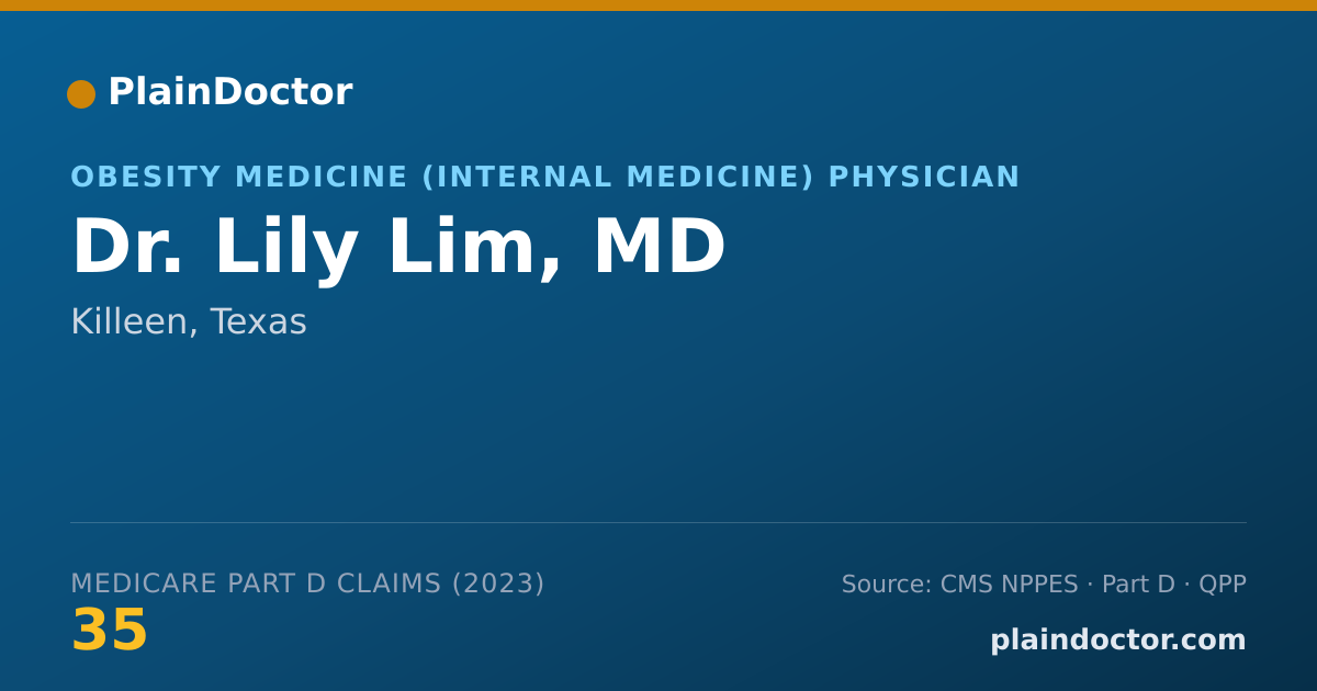 Shareable card for Lily Lim, MD - Obesity Medicine (Internal Medicine) Physician, Killeen, TX