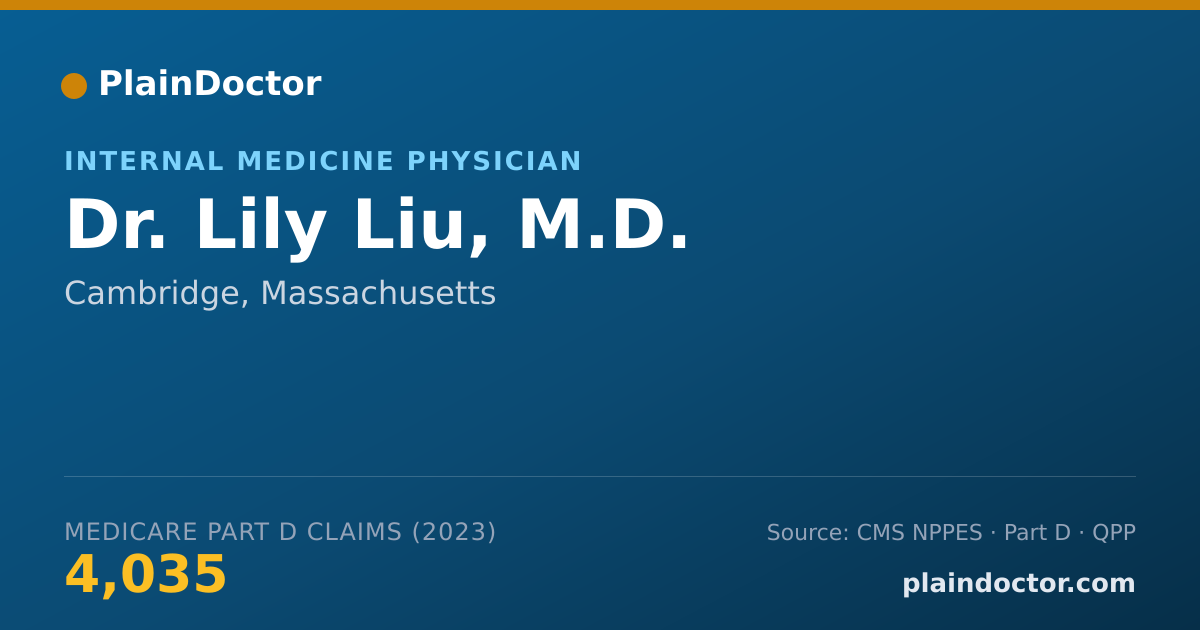 Shareable card for Lily Liu, M.D. - Internal Medicine Physician, Cambridge, MA