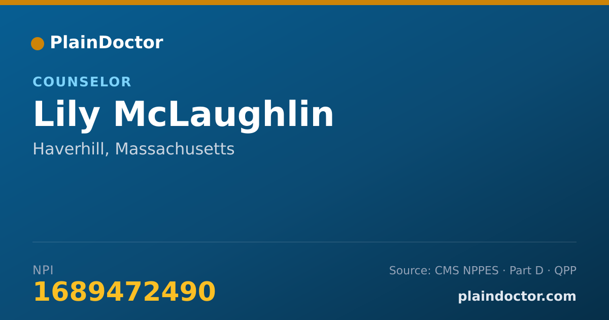 Shareable card for Lily McLaughlin - Counselor, Haverhill, MA