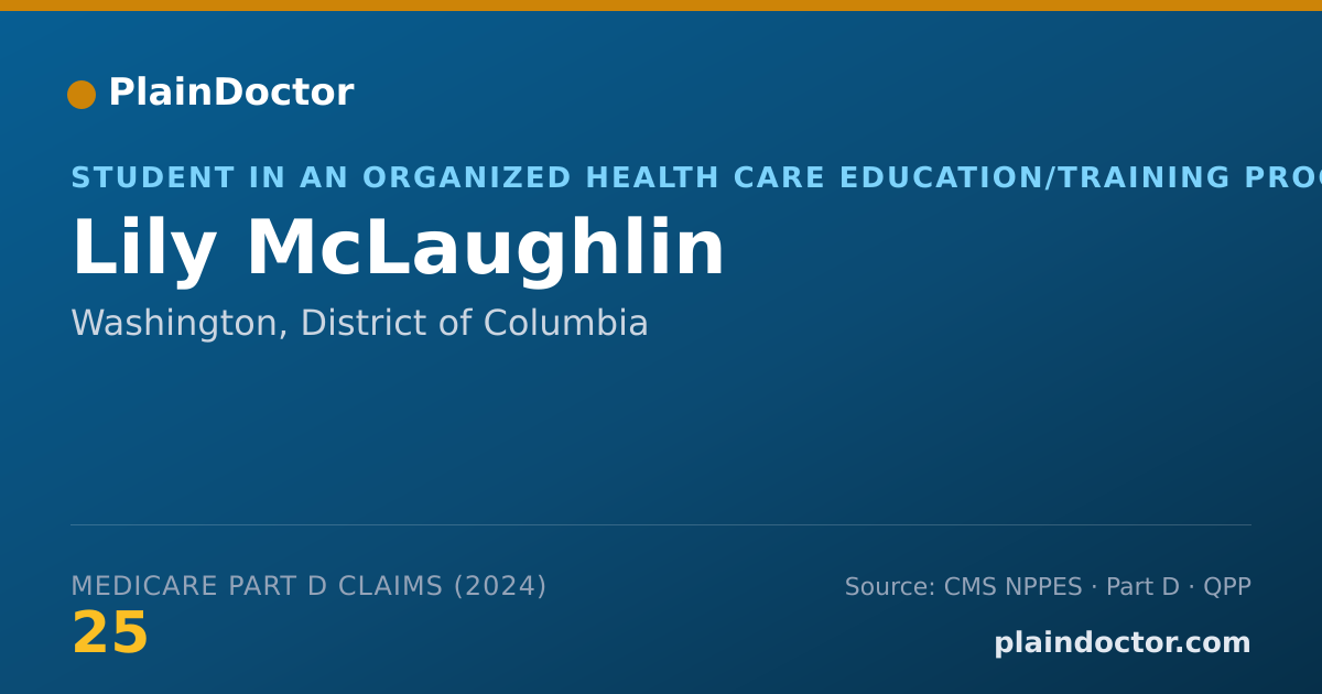 Shareable card for Lily McLaughlin - Student in an Organized Health Care Education/Training Program, Washington, DC