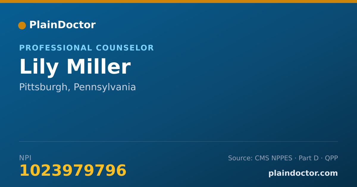 Shareable card for Lily Miller - Professional Counselor, Pittsburgh, PA