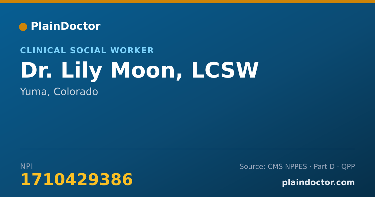 Shareable card for Lily Moon, LCSW - Clinical Social Worker, Yuma, CO