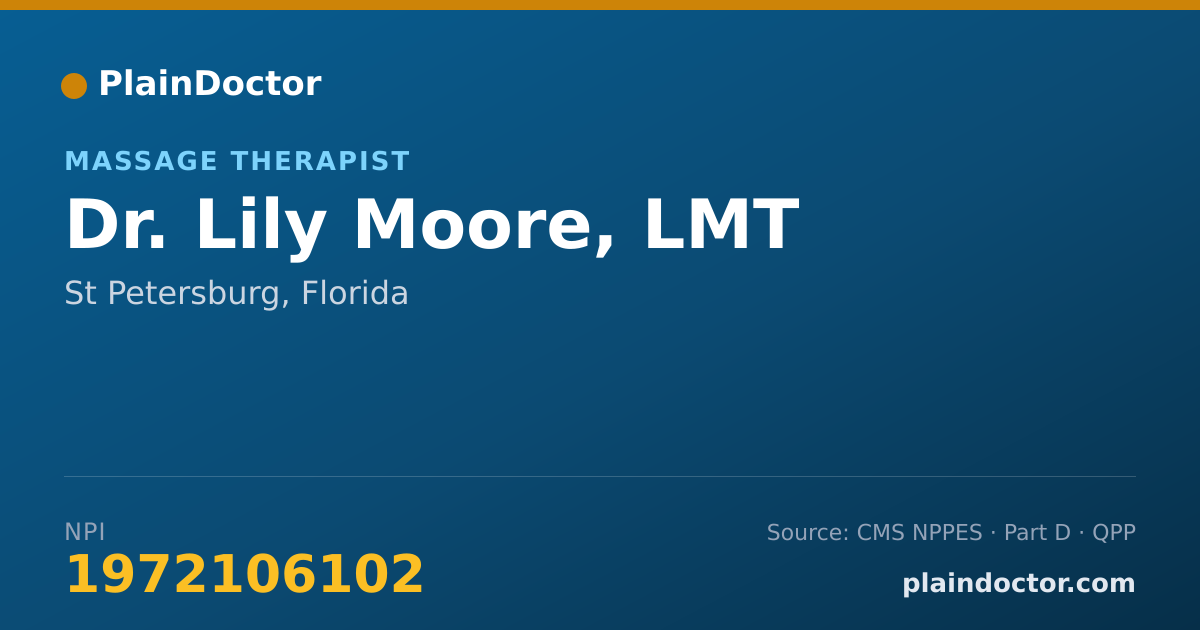 Shareable card for Lily Moore, LMT - Massage Therapist, St Petersburg, FL
