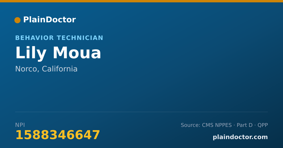 Shareable card for Lily Moua - Behavior Technician, Norco, CA