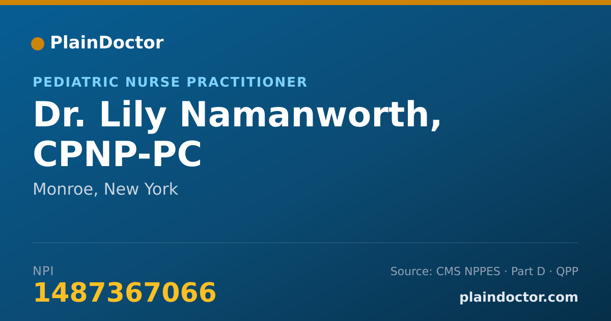 Shareable card for Lily Namanworth, CPNP-PC - Pediatric Nurse Practitioner, Monroe, NY