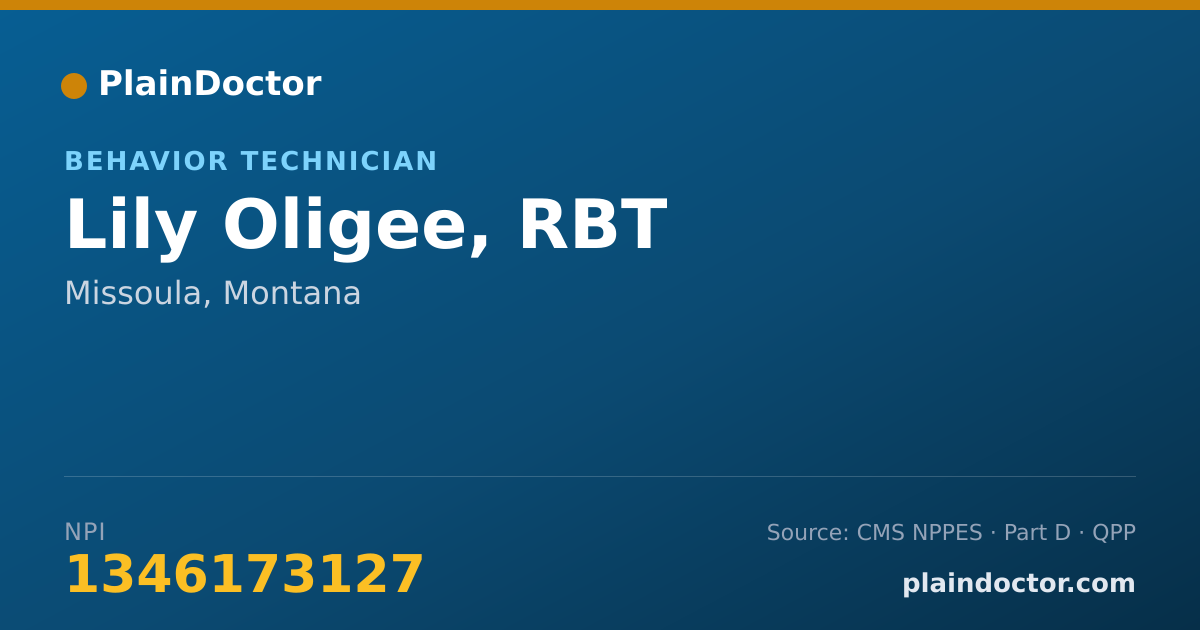 Shareable card for Lily Oligee, RBT - Behavior Technician, Missoula, MT