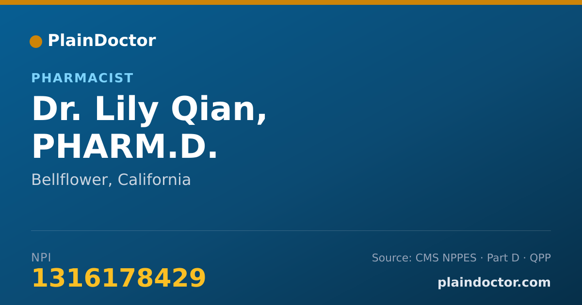 Shareable card for Lily Qian, PHARM.D. - Pharmacist, Bellflower, CA