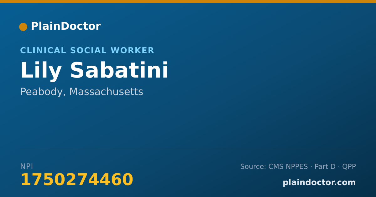 Shareable card for Lily Sabatini - Clinical Social Worker, Peabody, MA