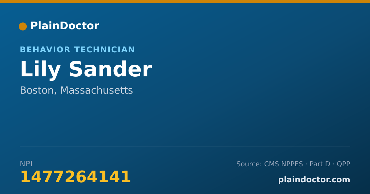 Shareable card for Lily Sander - Behavior Technician, Boston, MA