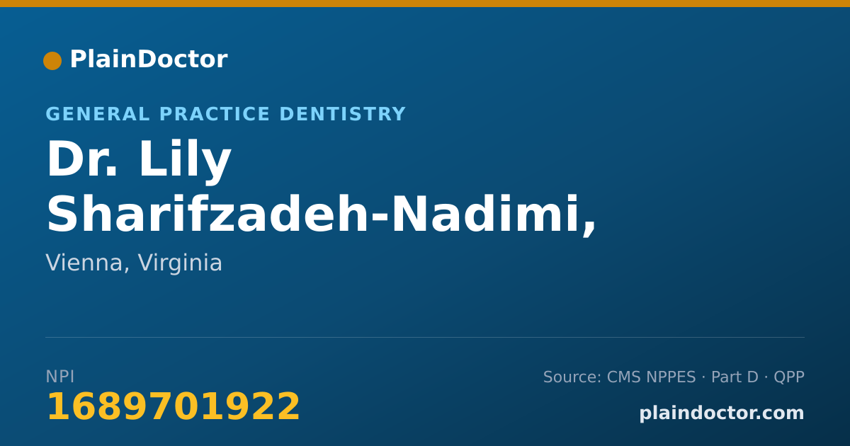 Shareable card for Lily Sharifzadeh-Nadimi, D.D.S., D.M.D. - General Practice Dentistry, Vienna, VA