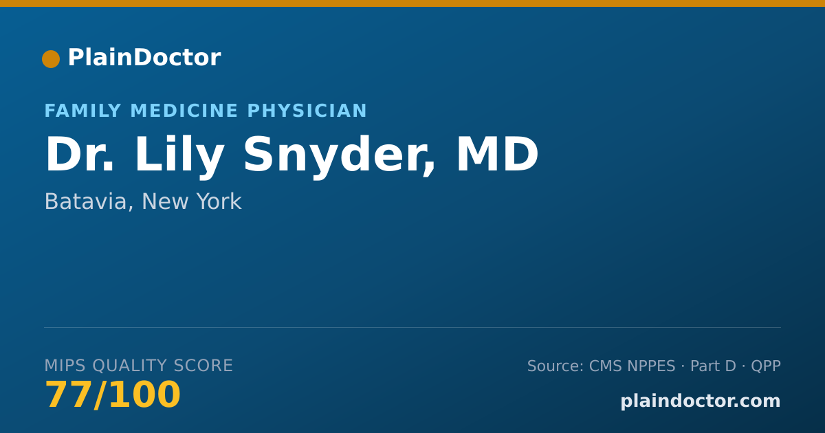 Shareable card for Lily Snyder, MD - Family Medicine Physician, Batavia, NY