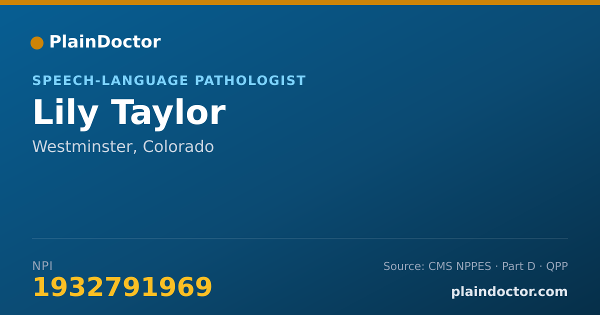 Shareable card for Lily Taylor - Speech-Language Pathologist, Westminster, CO