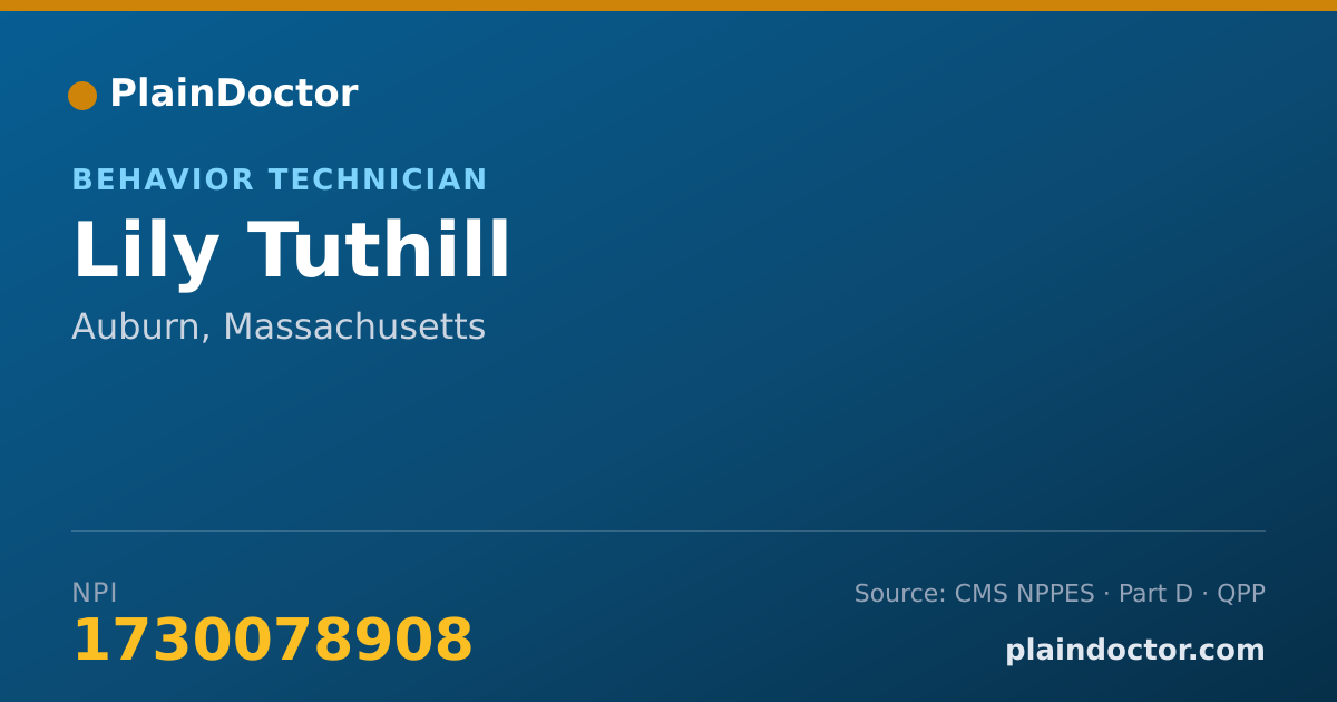 Shareable card for Lily Tuthill - Behavior Technician, Auburn, MA