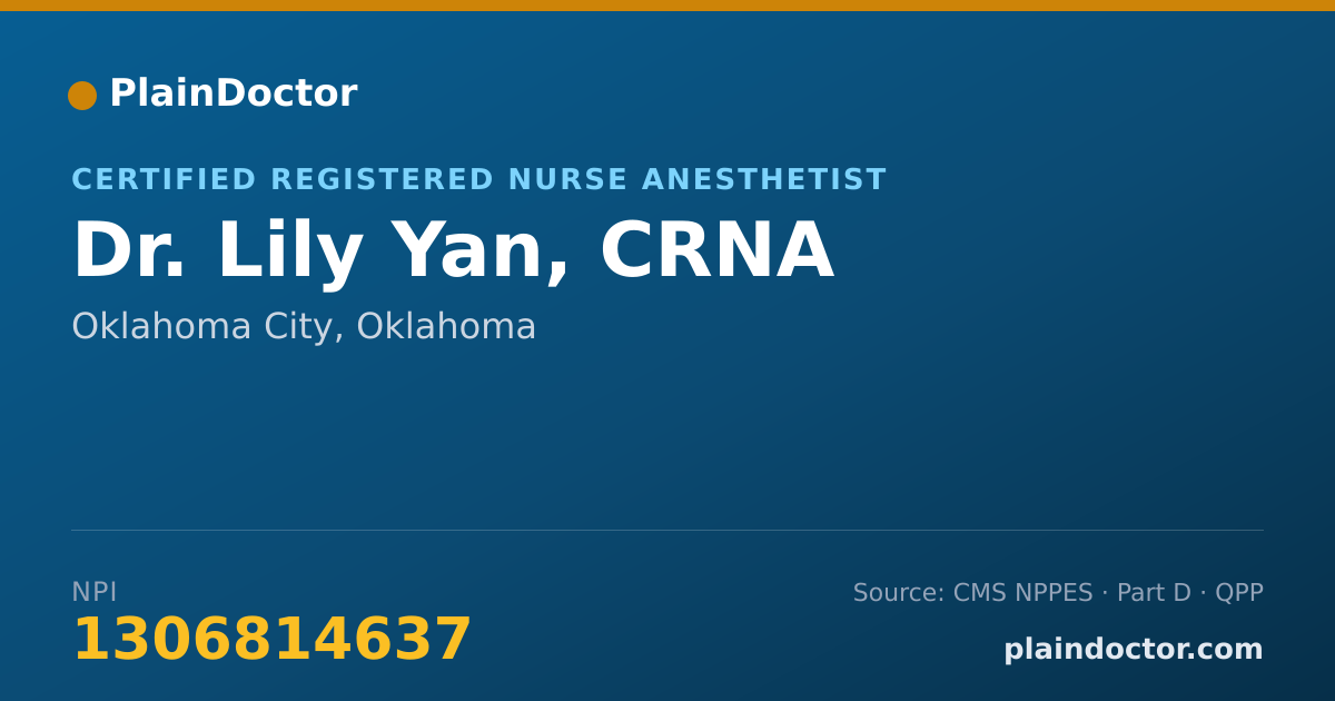 Shareable card for Lily Yan, CRNA - Certified Registered Nurse Anesthetist, Oklahoma City, OK