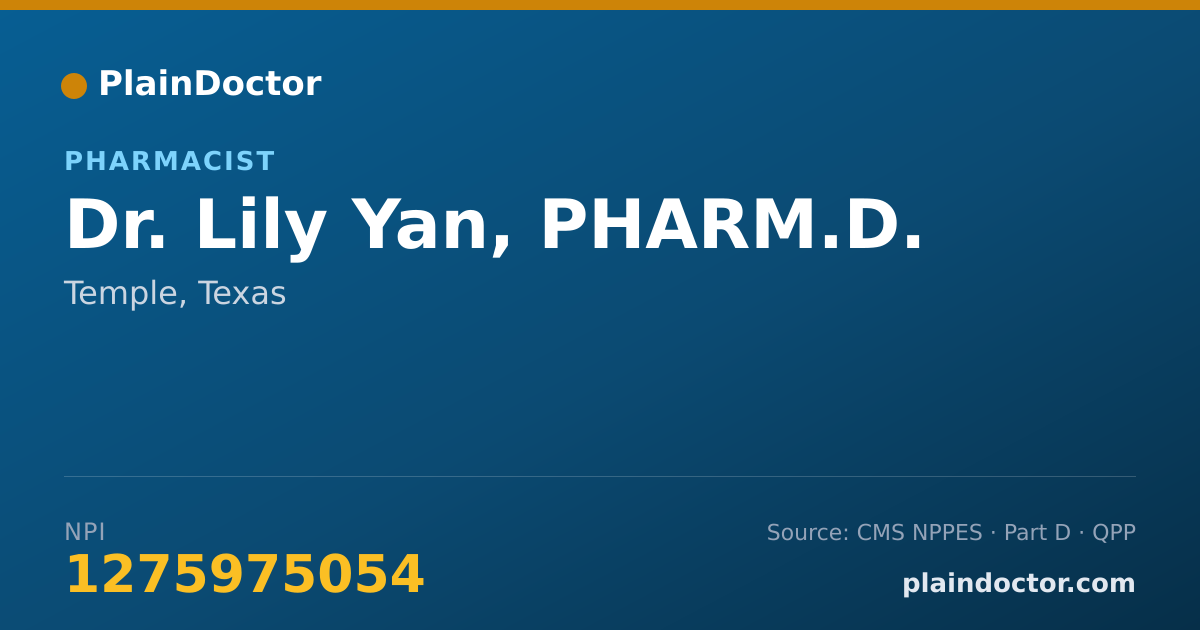 Shareable card for Lily Yan, PHARM.D. - Pharmacist, Temple, TX