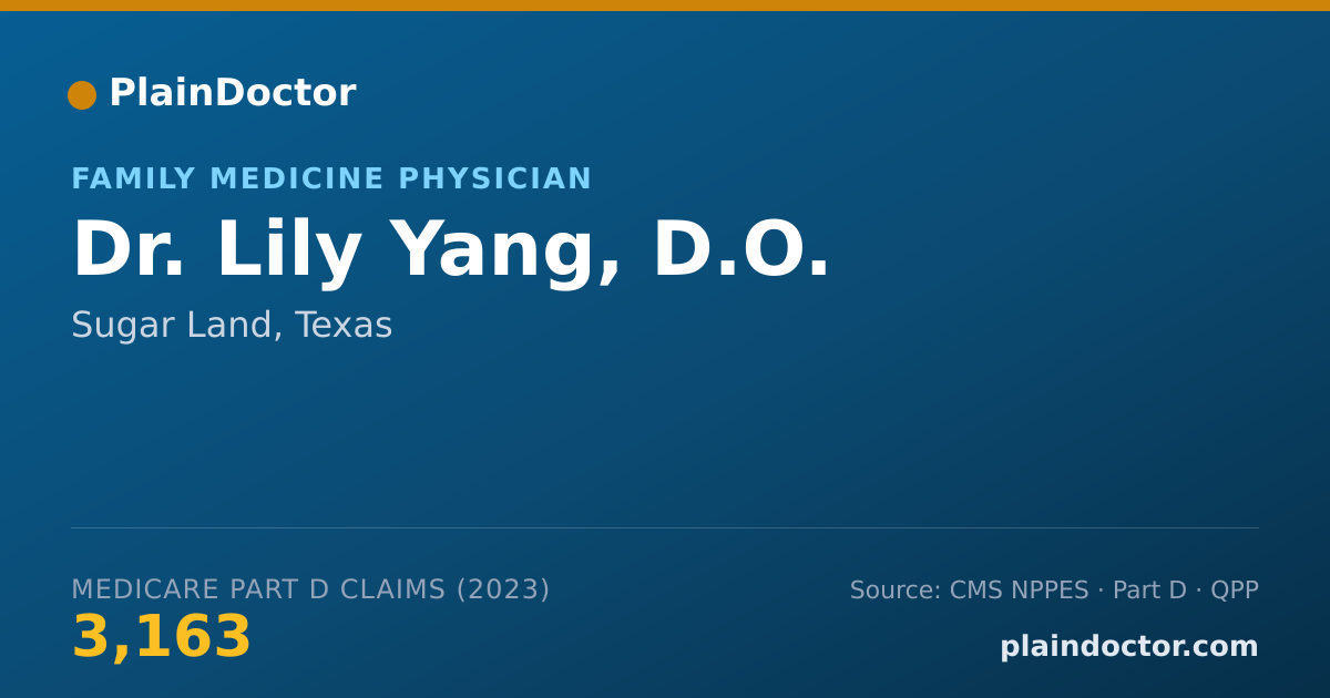 Shareable card for Lily Yang, D.O. - Family Medicine Physician, Sugar Land, TX