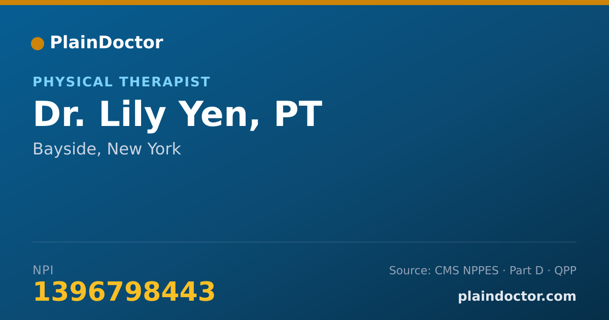 Shareable card for Lily Yen, PT - Physical Therapist, Bayside, NY