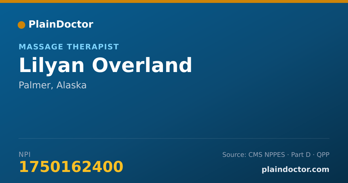 Shareable card for Lilyan Overland - Massage Therapist, Palmer, AK