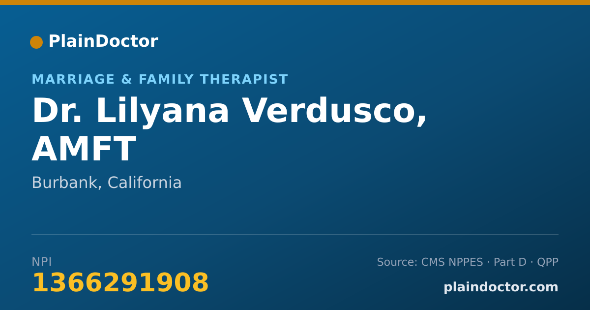 Shareable card for Lilyana Verdusco, AMFT - Marriage & Family Therapist, Burbank, CA