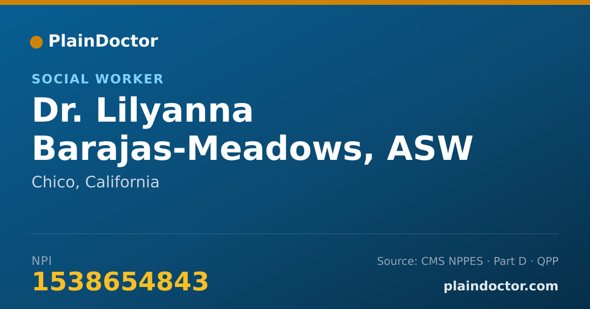Shareable card for Lilyanna Barajas-Meadows, ASW - Social Worker, Chico, CA