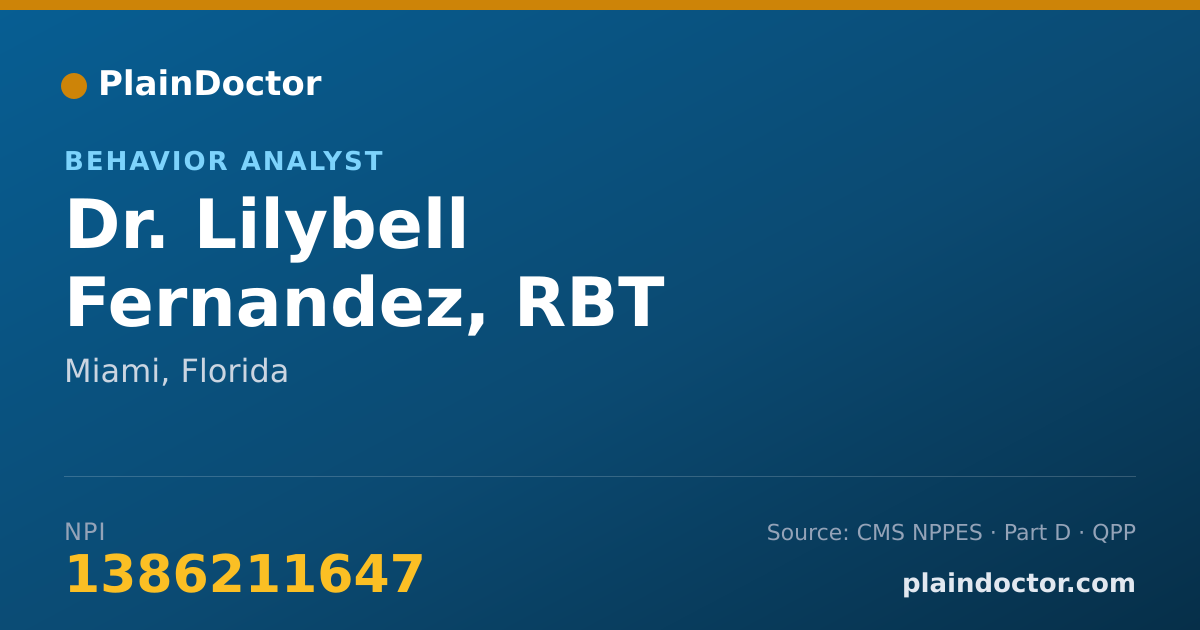 Shareable card for Lilybell Fernandez, RBT - Behavior Analyst, Miami, FL