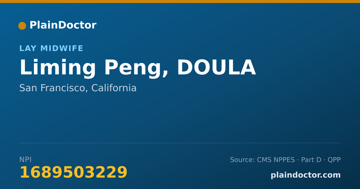 Shareable card for Liming Peng, DOULA - Lay Midwife, San Francisco, CA