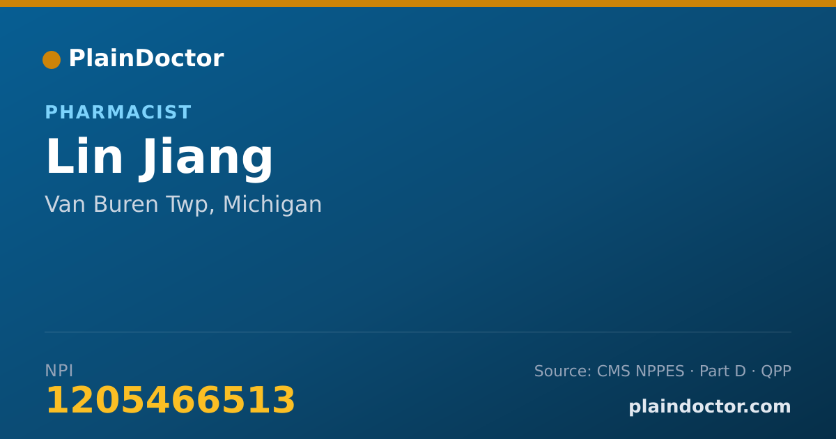 Shareable card for Lin Jiang - Pharmacist, Van Buren Twp, MI