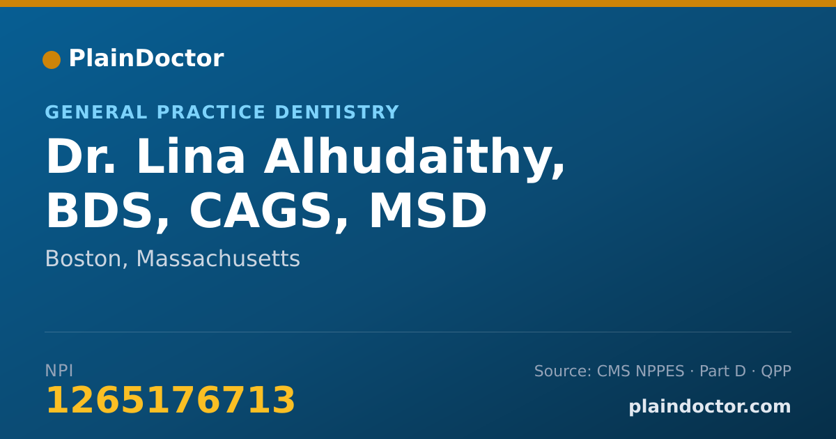Shareable card for Lina Alhudaithy, BDS, CAGS, MSD - General Practice Dentistry, Boston, MA