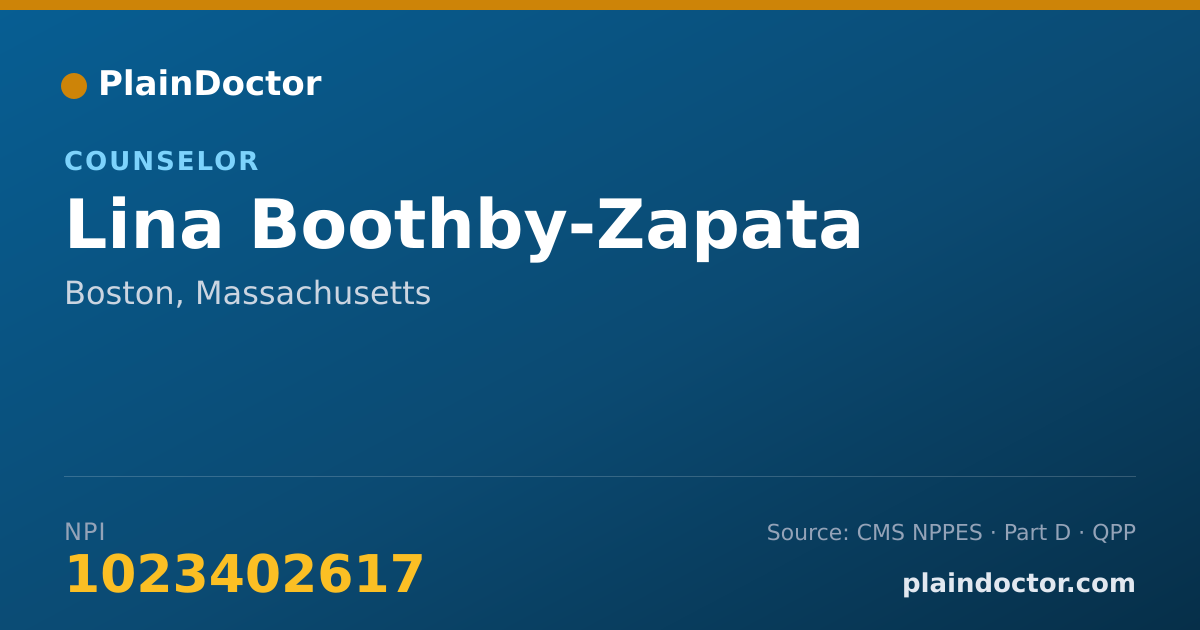 Shareable card for Lina Boothby-Zapata - Counselor, Boston, MA