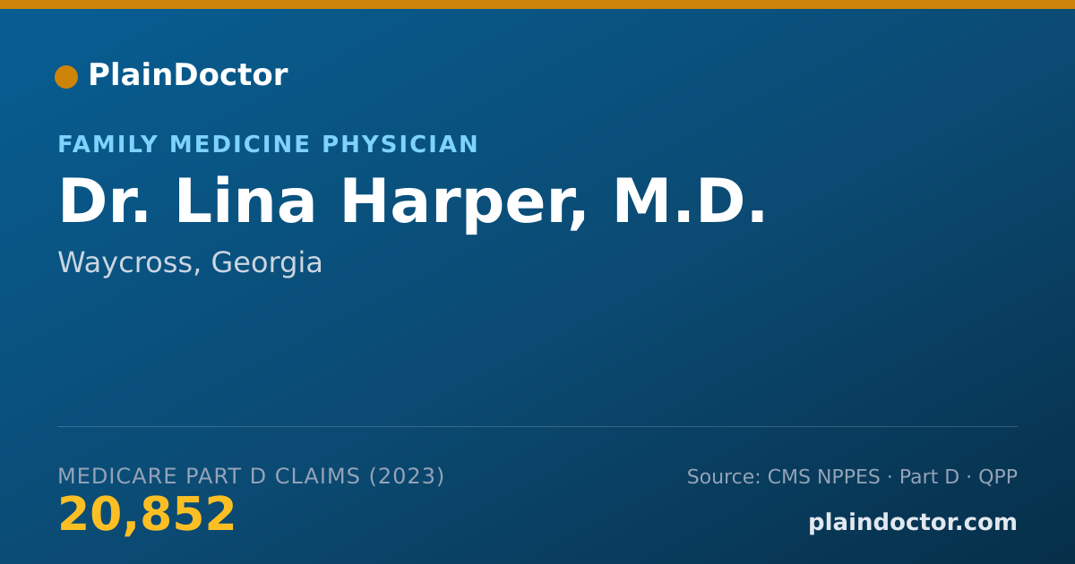 Shareable card for Lina Harper, M.D. - Family Medicine Physician, Waycross, GA
