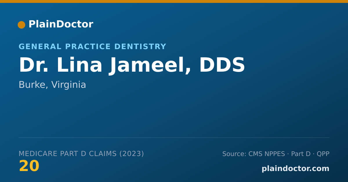 Shareable card for Lina Jameel, DDS - General Practice Dentistry, Burke, VA
