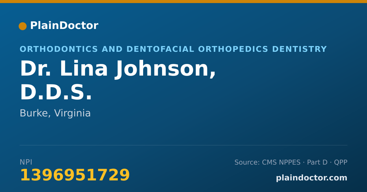 Shareable card for Lina Johnson, D.D.S. - Orthodontics and Dentofacial Orthopedics Dentistry, Burke, VA