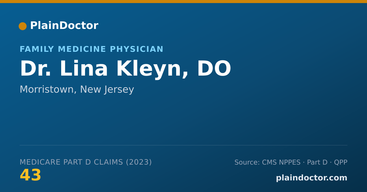 Shareable card for Lina Kleyn, DO - Family Medicine Physician, Morristown, NJ