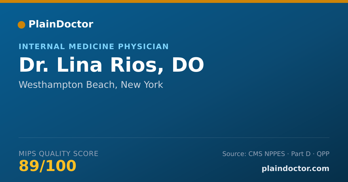 Shareable card for Lina Rios, DO - Internal Medicine Physician, Westhampton Beach, NY