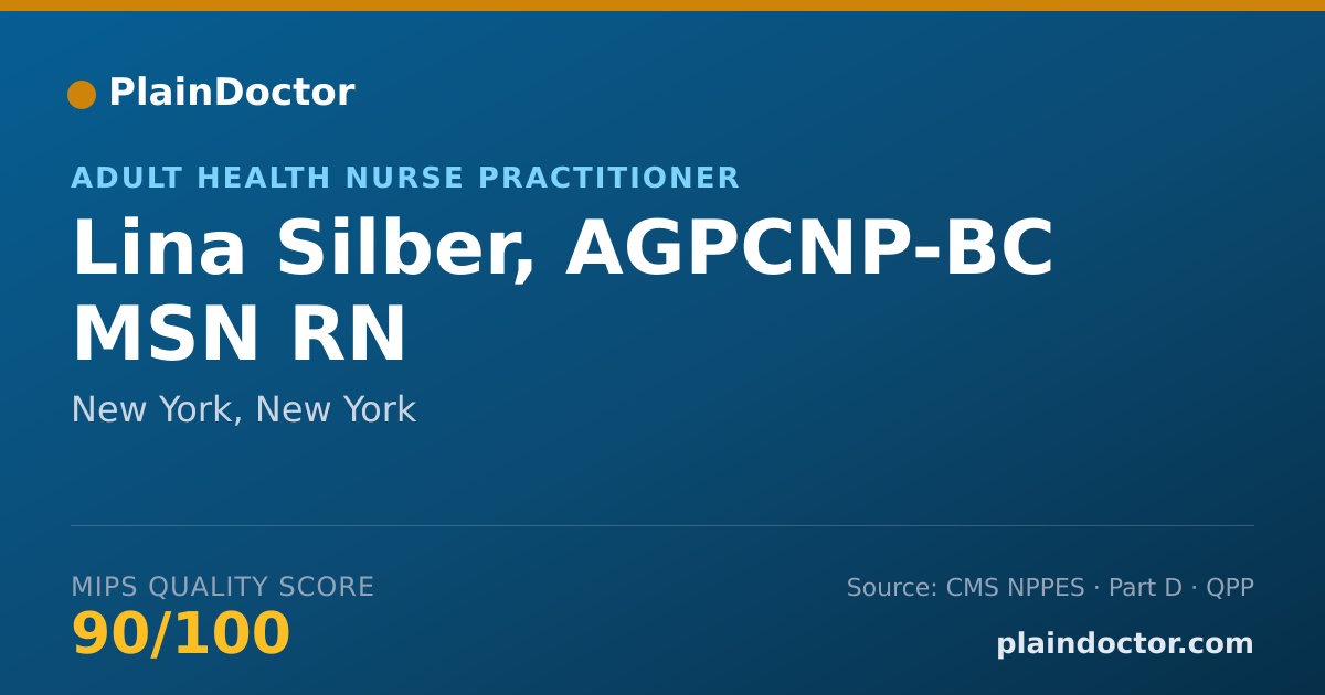 Shareable card for Lina Silber, AGPCNP-BC MSN RN - Adult Health Nurse Practitioner, New York, NY
