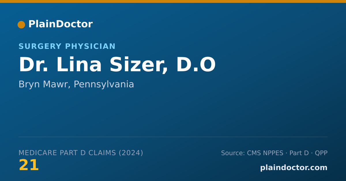 Shareable card for Lina Sizer, D.O - Surgery Physician, Bryn Mawr, PA