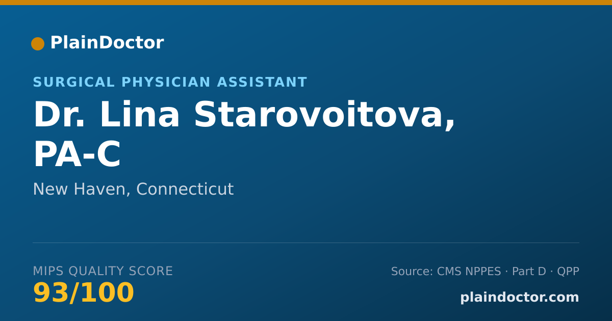 Shareable card for Lina Starovoitova, PA-C - Surgical Physician Assistant, New Haven, CT