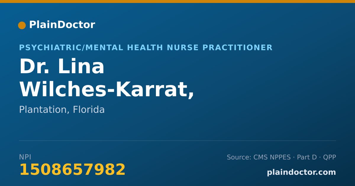 Shareable card for Lina Wilches-Karrat, PMHNP-BC - Psychiatric/Mental Health Nurse Practitioner, Plantation, FL