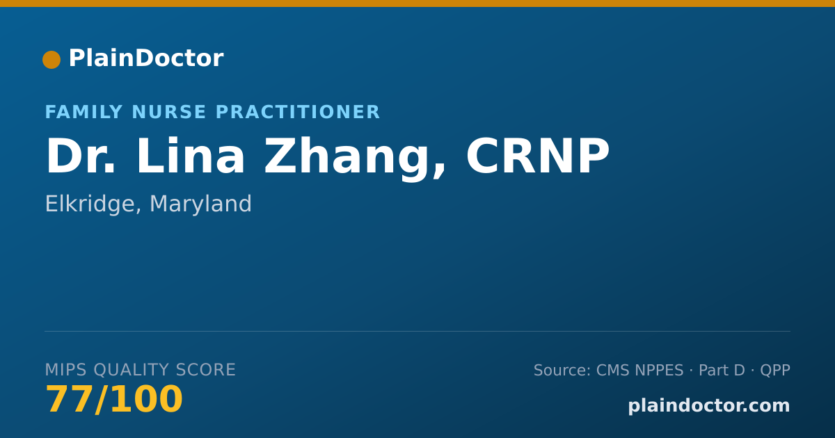 Shareable card for Lina Zhang, CRNP - Family Nurse Practitioner, Elkridge, MD