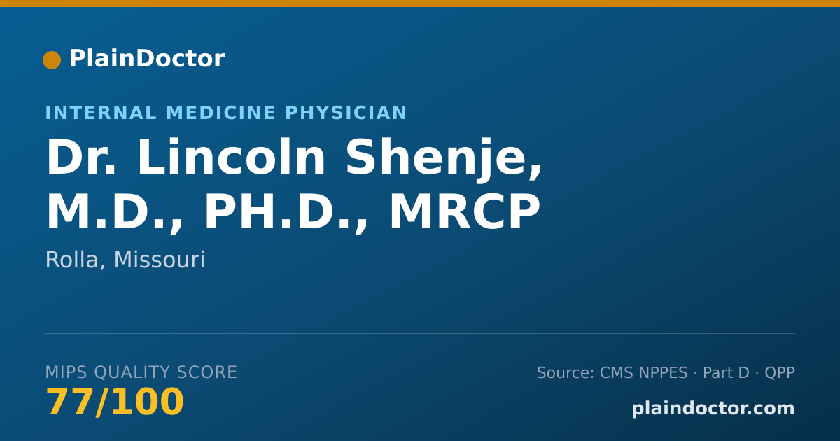 Shareable card for Lincoln Shenje, M.D., PH.D., MRCP - Internal Medicine Physician, Rolla, MO