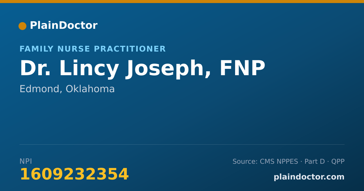 Shareable card for Lincy Joseph, FNP - Family Nurse Practitioner, Edmond, OK
