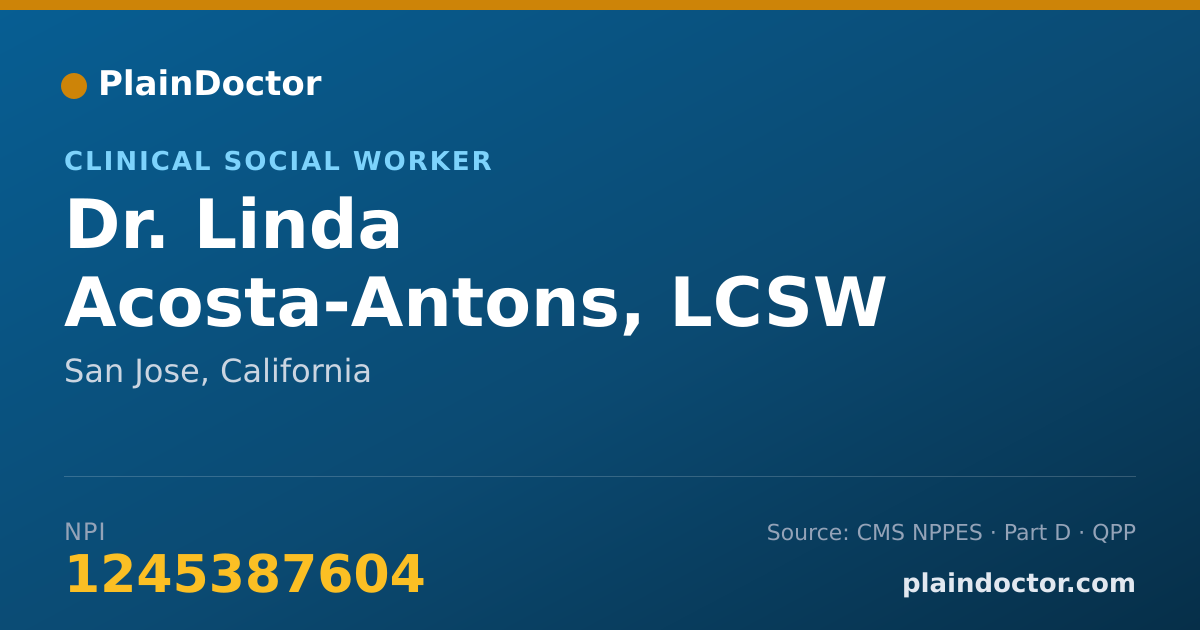 Shareable card for Linda Acosta-Antons, LCSW - Clinical Social Worker, San Jose, CA