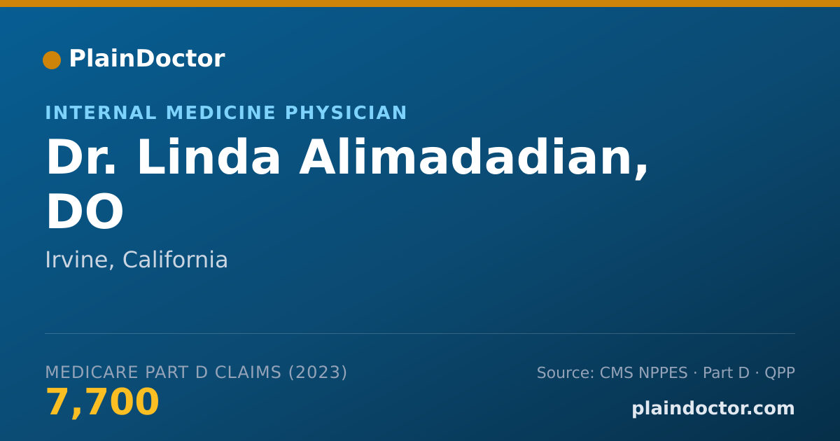 Shareable card for Linda Alimadadian, DO - Internal Medicine Physician, Irvine, CA
