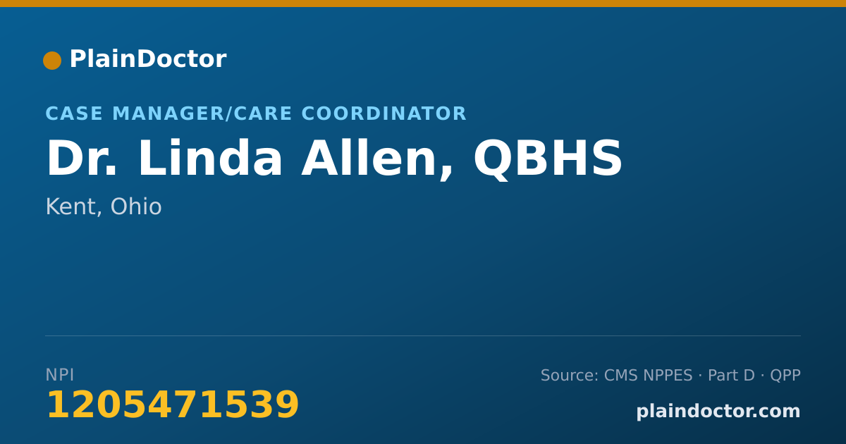 Shareable card for Linda Allen, QBHS - Case Manager/Care Coordinator, Kent, OH
