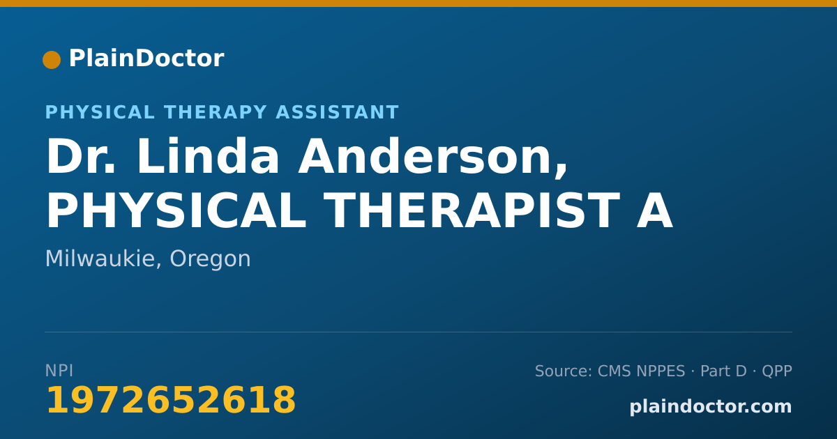 Shareable card for Linda Anderson, PHYSICAL THERAPIST A - Physical Therapy Assistant, Milwaukie, OR