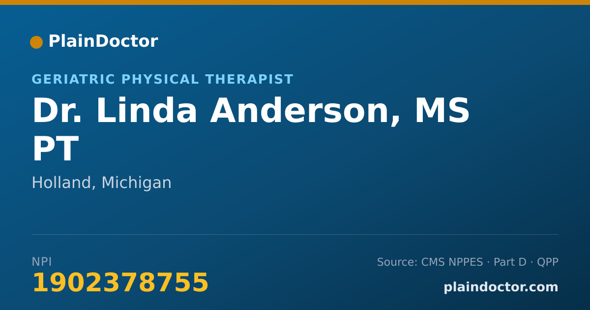 Shareable card for Linda Anderson, MS PT - Geriatric Physical Therapist, Holland, MI