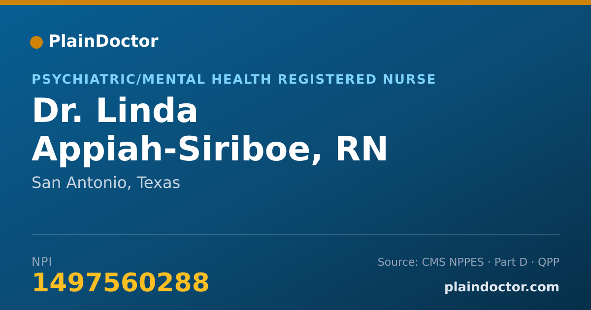 Shareable card for Linda Appiah-Siriboe, RN - Psychiatric/Mental Health Registered Nurse, San Antonio, TX
