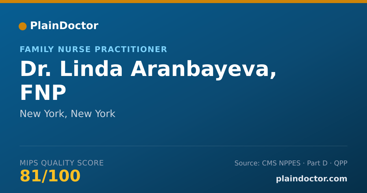 Shareable card for Linda Aranbayeva, FNP - Family Nurse Practitioner, New York, NY