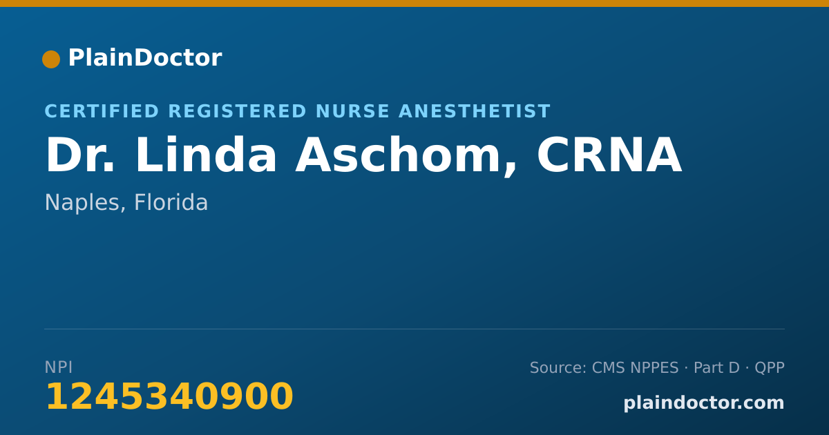 Shareable card for Linda Aschom, CRNA - Certified Registered Nurse Anesthetist, Naples, FL